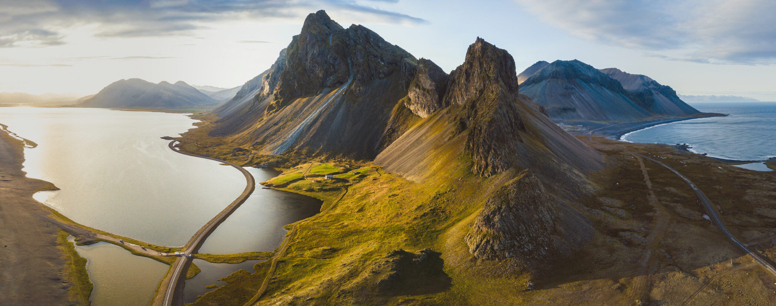 Scenic,Road,In,Iceland,,Beautiful,Nature,Landscape,Aerial,Panorama,,Mountains