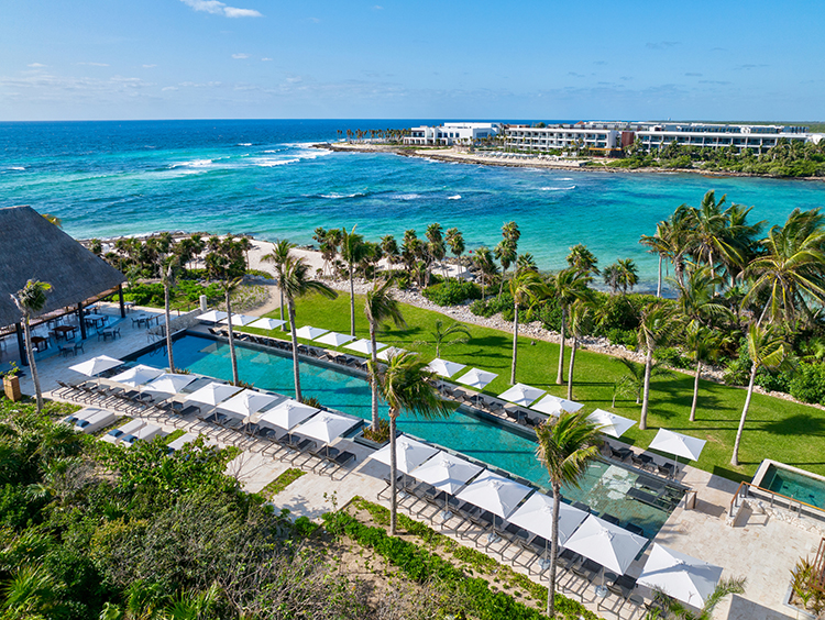 Aerial view of The Conrad Tulum. Photo by Victor Elias Photography